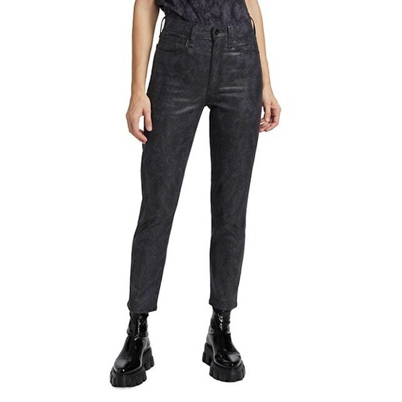 NEW RAG & BONE Sz27 NINA HIGH-RISE COATED SNAKEFOIL ANKLE STRETCH JEANS - Picture 11 of 11